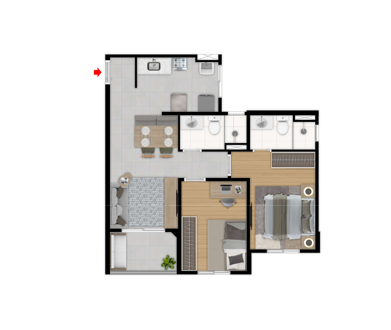 Planta do apartamento no Residencial Start Joy em São Bernardo do Campo