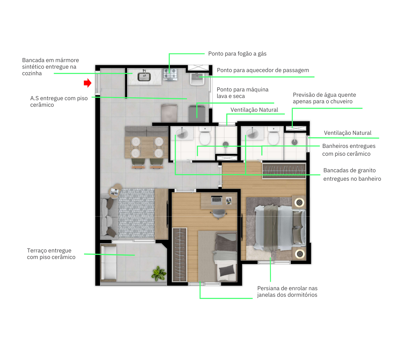 Planta do Residencial Start Joy: apartamento moderno e funcional em São Bernardo do Campo