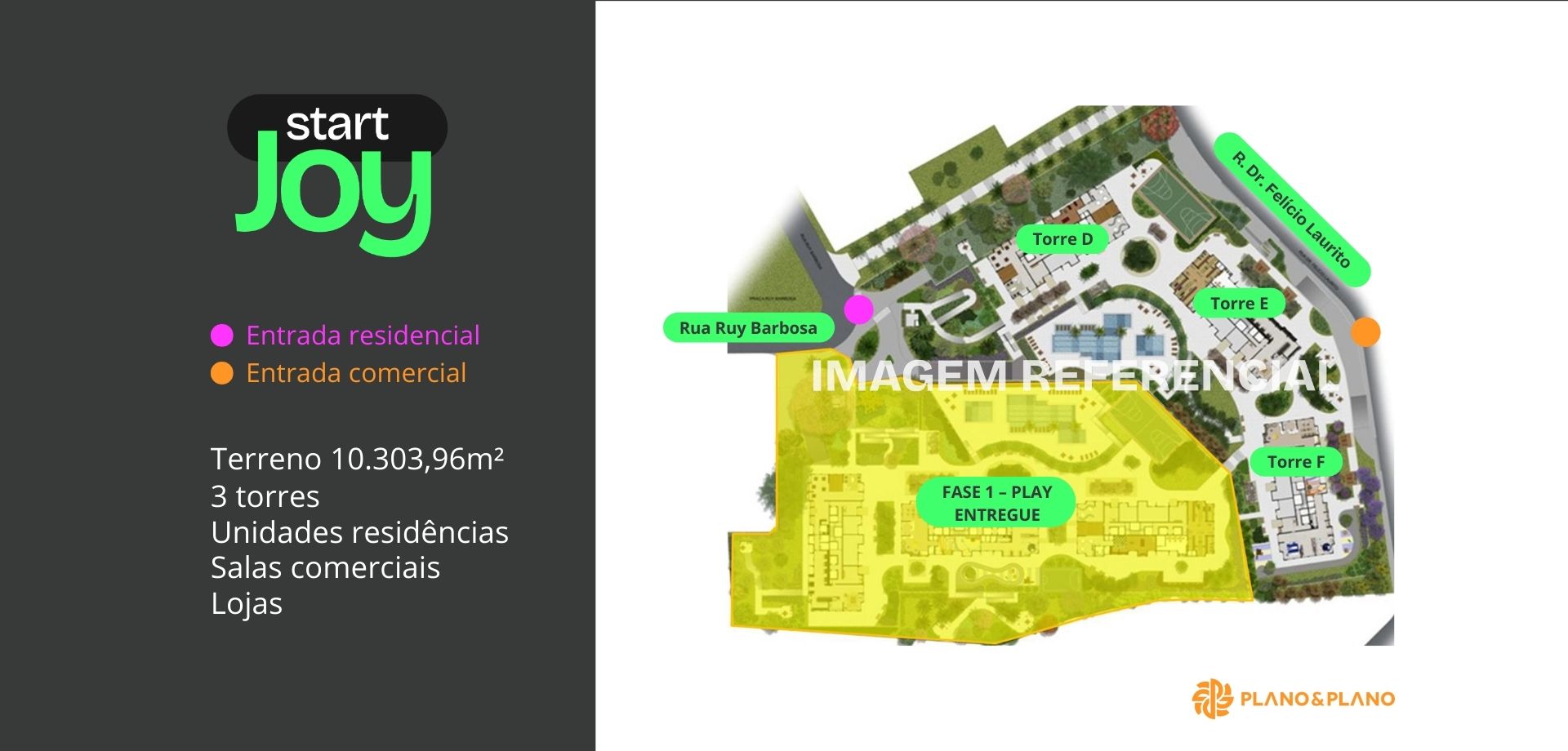 Mapa do Residencial Start Joy em São Bernardo do Campo com torres e lojas