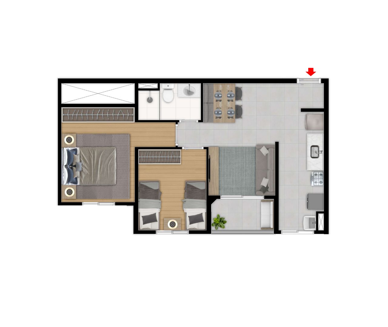 Planta baixa do Residencial Start Joy, apartamentos modernos em São Bernardo do Campo
